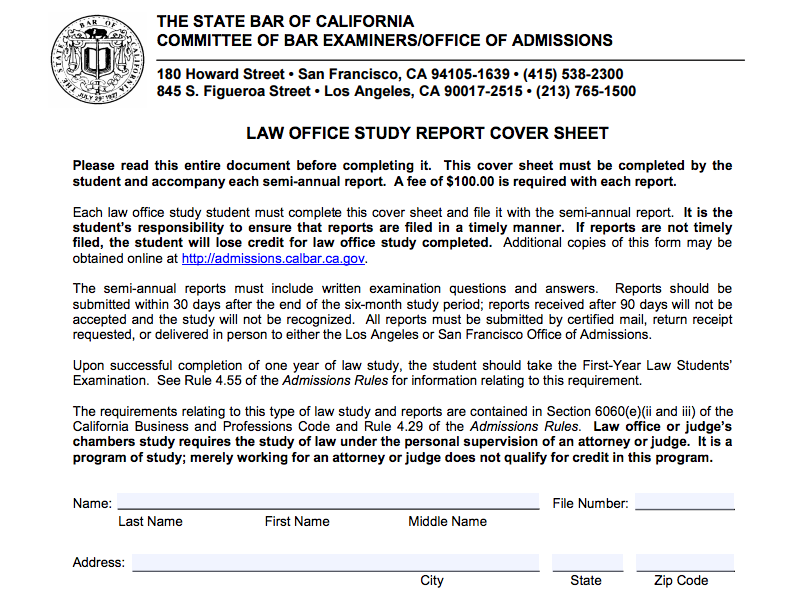 California Bar Law Office Study Program
