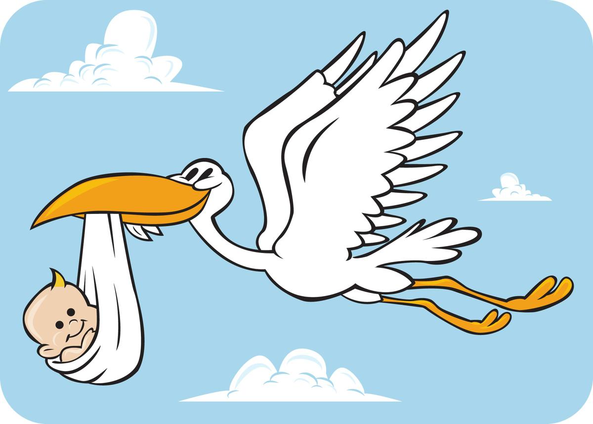 clipart stork with baby girl - photo #40